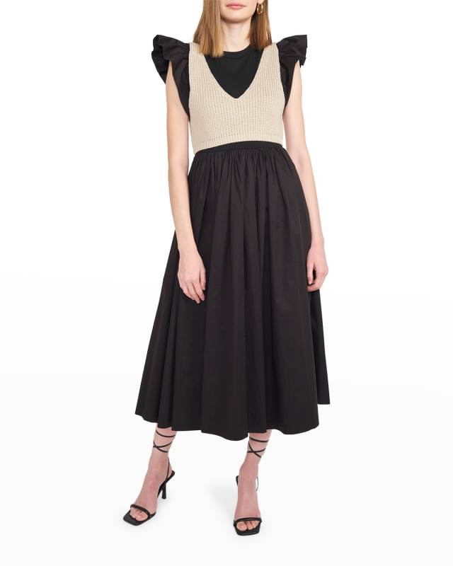Raya Mixed Media Midi Dress